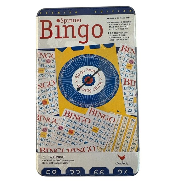 Vintage Cardinal Spinner Bingo Game Premier Edition 2001 Metal Storage Tin New! - Picture 1 of 8